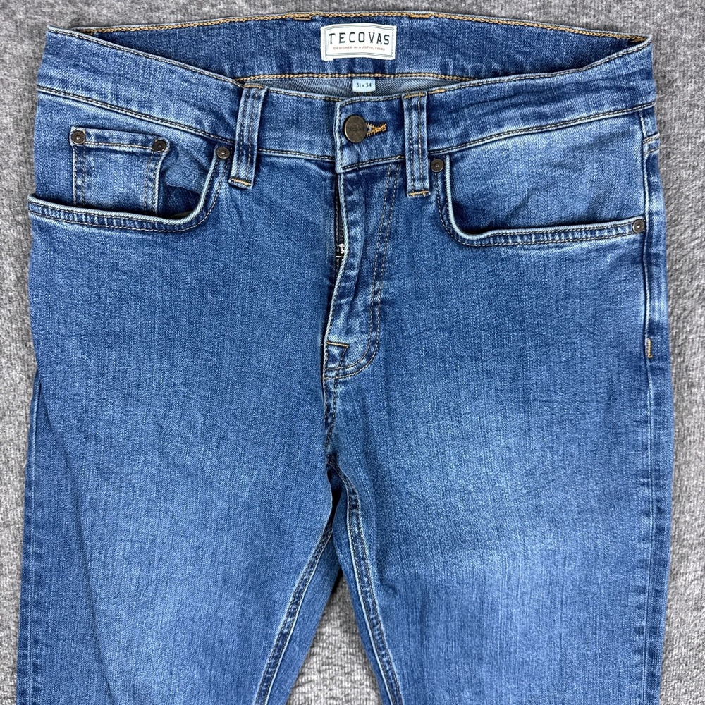 Tecovas Jeans Mens 31x34 Slim 5-Pocket Stretch Flex Denim Medium Blue